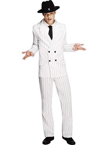 Costume de gangster des années 1920 déguisement homme avec veste blanche pantalon cravate