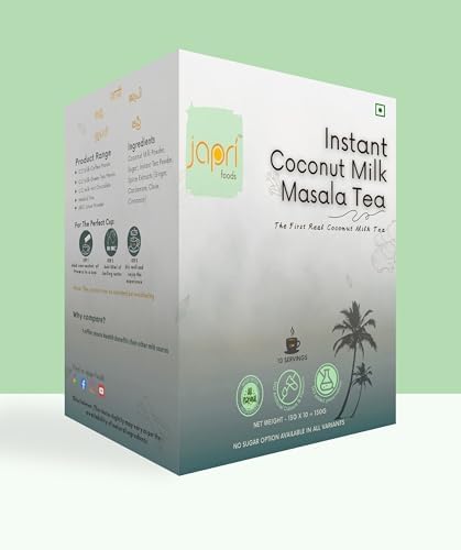 Japri instant coconut milk masala tea premix | Japri Foods | Plant based tea | Lactose free | Dairy alternative | Masala tea | Instant tea premix | Vegan friendly tea premix 13g x 10 sachets (130g) | Pack of 1