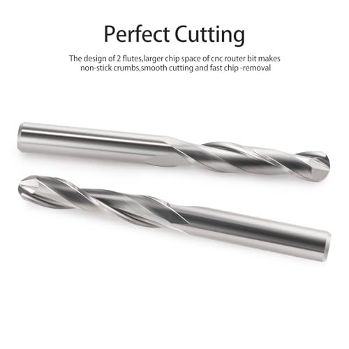 Image of Ball Nose End Mill CNC Router Bits, 1 /8 inch Shank 1 /16 Cutting Dia for CNC Machine Milling Toos Router Bits Spiral Milling Cutter Engraving Carving Tool for MDF Acrylic Wood PVC (10)