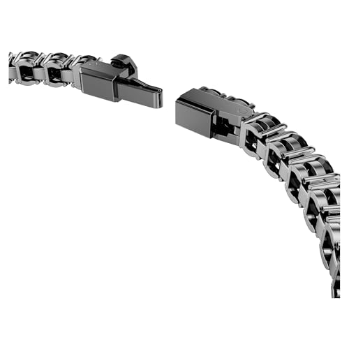 Swarovski Matrix Tennis bracelet, Round cut, Black, Ruthenium finish3
