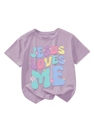 SweatyRocks Girl's Letter Graphic Summer Tops Short Sleeve Crew Neck Tee Top Faith T Shirts