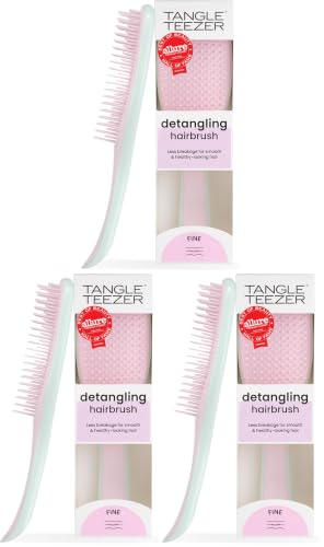 Image of Tangle Teezer Fine Ultimate Detangler Brush, Dry & Wet Hair Brush to Detangle & Reduce Breakage for Fine Hair Types, Marshmallow Pink & Mint (Pack of 3)