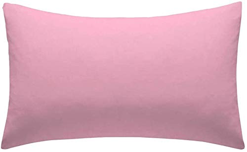 Plain Pollycotton Baby Todler Cot Bed Pillow Pair Cases-40 x 60cm (Pink)