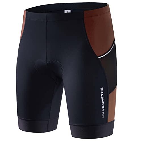 MY KILOMETRE Mens Triathlon Shorts with Adjustable Drawstring Easy Reach Leg Pockets Chamois for Long-Distance Tri Race