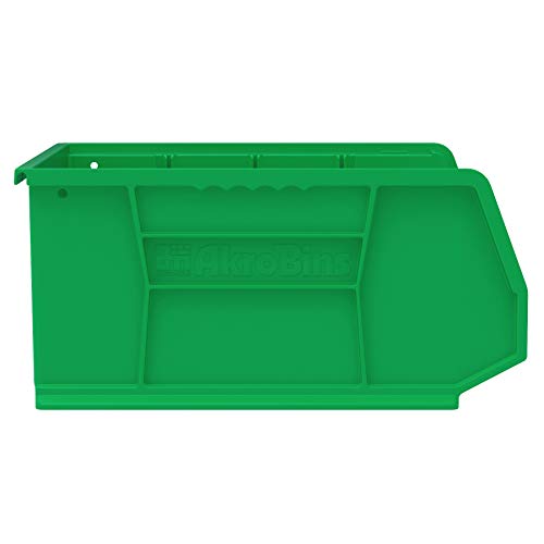 Image of Akro-Mils 30250 AkroBins Plastic Storage Bins, Space-Saving Stackable Bins for Garage, Pantry, Craft Organization, 15 inch x 16 inch x 7 inch, Green, 6-Pack