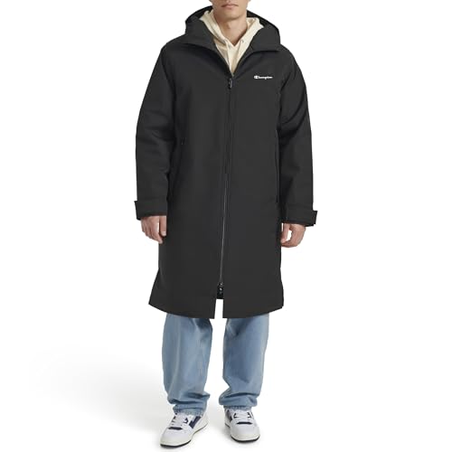 Champion Men's Full-Length Sideline Hooded Jacket with Quilted Lining, Black, Large