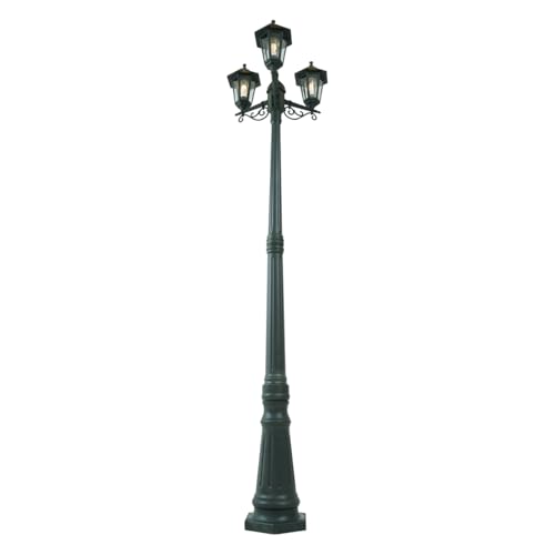 Farol clásico de exterior de 3 luces en verde oscuro y plástico resistente 6