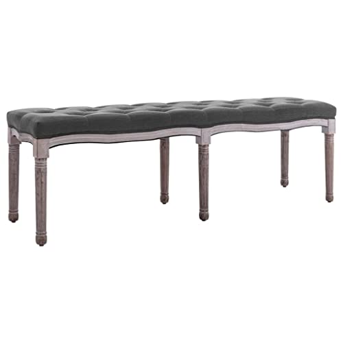 Tomostar Banc Bout de Lit, Banc Banquette Lin Bois Solide 150x40x48 cm Gris foncé
