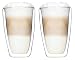 Novaliv Lot de 2 verres à latte macchiato - 400 ml - Double paroi - Verre borosilicate - Passe au lave-vaisselle et au micro-ondes
