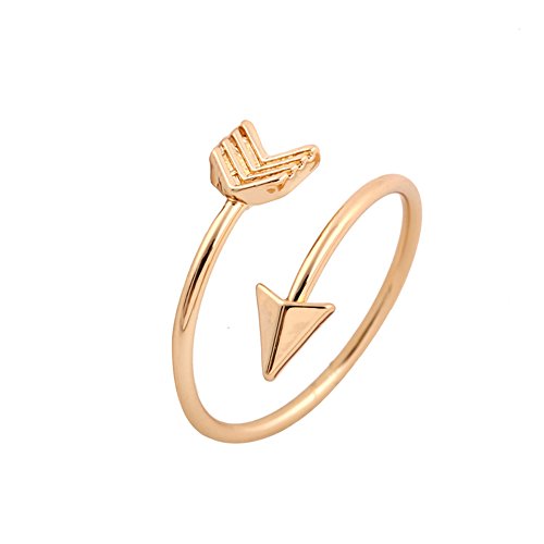 Noumanda Adjustable Gold Silver And Rose Gold Plated Simple Small Arrow Rings For Women (Gold) #TOP24