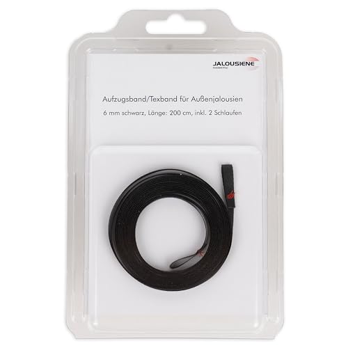 Nastro Di Ricambio Per Tende Da Esterno 6 X 0,33 Mm, Con 2 Passanti (200 Cm, Nero) - Resistente Ai Raggi Uv, Alle Intemperie E Antistrappo - Nastro Di