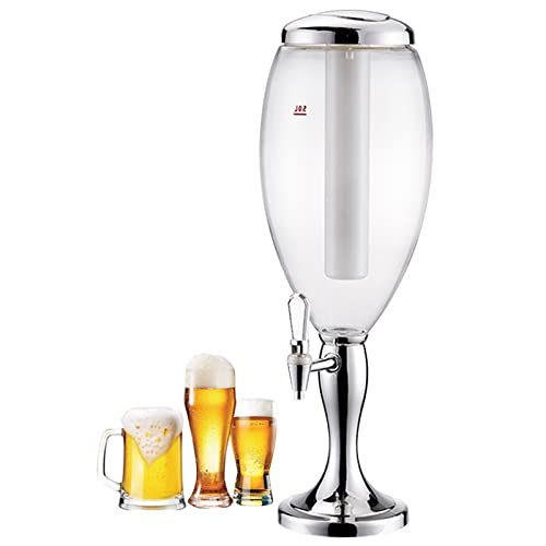 liliiy 5 L Dispensador De Bebidas De Torre De Cerveza, con Grifo Y Tubo De Congelación LED, Mantiene Las Bebidas Heladas, Fiestas Y Juegos, Accesorios De Bar En Casa,Silver Cover