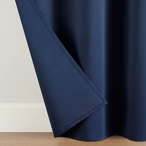 Eclipse Andover Solid Tripleweave Thermal Blackout Grommet Curtains For Bedroom (2 Panels), 42 In X 84 In, Navy #TOP4