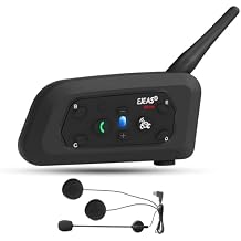 EJEAS V6 Pro Motorcycle Bluetooth Headset, Upgraded 2 Riders Intercom Helmet Communication System with Auto-Answering Call and Noise Reduction for Motorcycling Skiing and Climbing 1 Pack