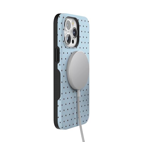 Coque iPhone 15 Pro Max Antichoc Originale Bleue à Pois MagSafe