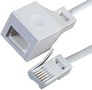 BT Telephone Extension Cable - Relloh White Male to Female Easy Install Extension Cable Stable Signal For BT Landline Home Office Fax Modem - BT to BT (10m)