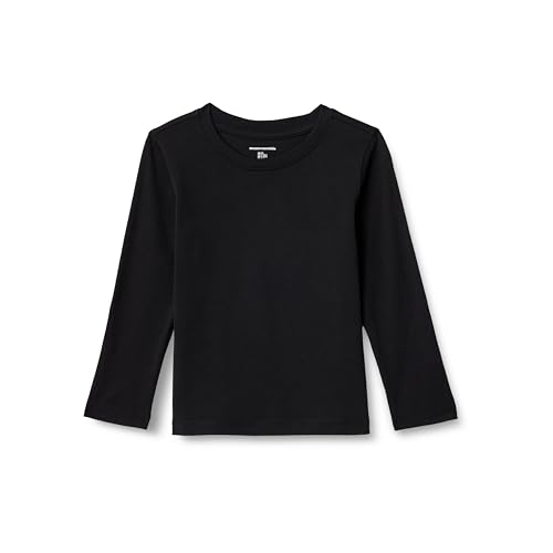 Amazon Essentials T-shirts de manga comprida para crianças, preto, 8 anos