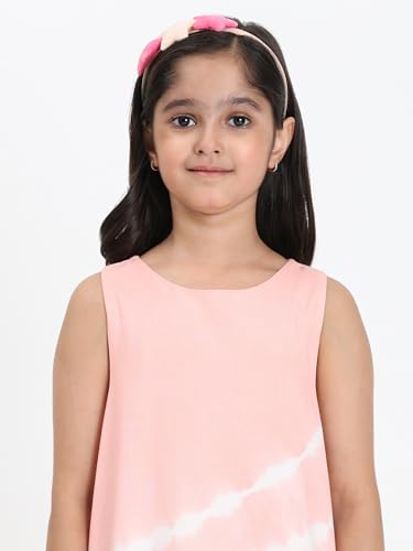 Image of Maaesa Girls' Tie Dye Rayon Staple Blue Dress | Sleeveless | Round Neck | Soft & Breathable | Casual