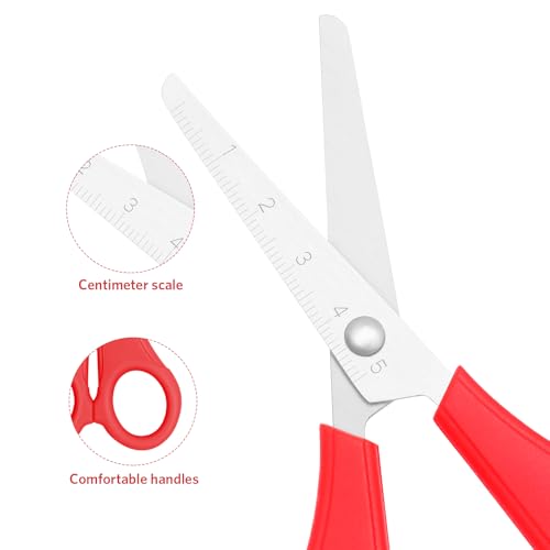 Asdirne Kinderschere, stumpfe Spitze, Sicherheit für Kinder, Vorschüler, Kleinkinder, Edelstahl-Klingen mit Zentimeter-Skala, genaueres Schneiden, 6 Stück