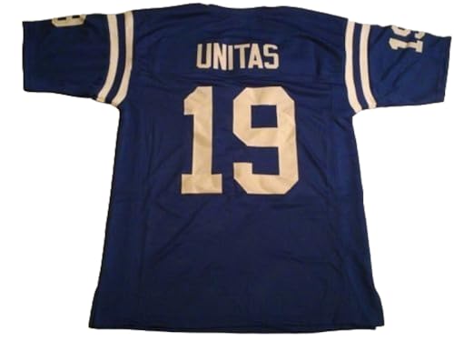 Johnny Unitas Custom Jersey Stitched Blue Football New No Brand/Logos (US, Alpha, Large, Regular, Regular, Blue)