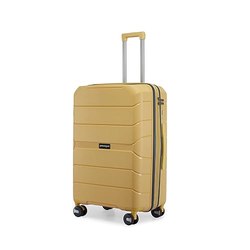 Image of Provogue Cascade Hard-Sided PP 75 Cm Trolley Bag Large Size | Expandable Space with 8 Wheels Trolley Bags for Travel | Combination Lock | 5 Year Warranty (Golden Yellow)