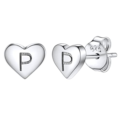 Pendientes corazón plata inicial Silvora discretos mini 1