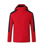 SENELK Herren 3 in 1 Skijacke mit Fleece Jacke Wasserdicht Winddicht Warm Winterjacke Doppeljacke Outdoor Regenjacke Funktionsjacke,Rot,Large