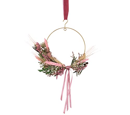 BloomPost BloomRing DIY, Handpicked Dried Flowers with Metal Ring and Satin Ribbon, Pink