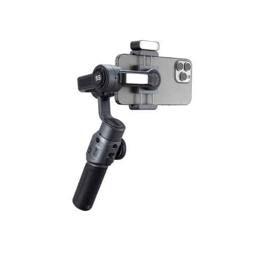Zhiyun Smooth 5S Gimbal 3-Axis Handheld Smartphone Stabilizer for iPhone Android Phone with Built in LED Fill Light for Vlogging YouTube TikTok Facebook Video Live Stream,Gray(Combo Version)
