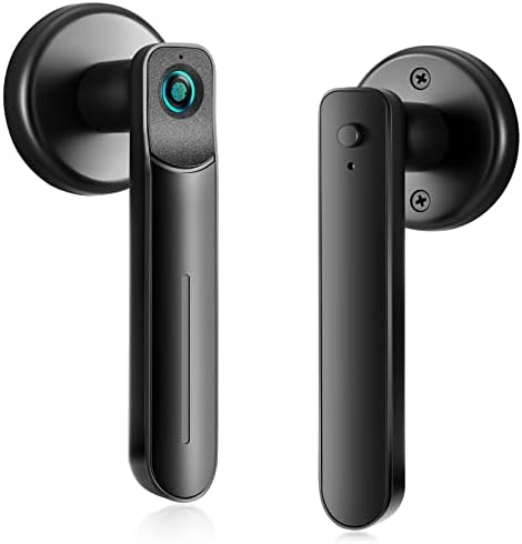 Fingerprint Door Lock, Bedroom Door Lock, JINJUNYE Fingerprint Lock, Smart Lock for Home/Storage /Bedroom/Office and Other Private Spaces, Black