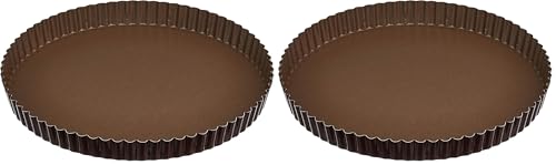 Gobel - Moule à Tarte Anti Adhérent - Tourtière - Ø 28cm - Anti Adhérent - Démoulage Rapide et Parfait - Bord Cannelé - Excellente conductivité thermique - Fabriqué en France (Lot de 2)