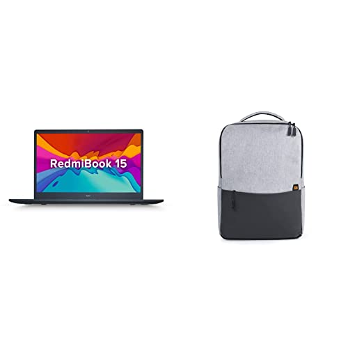 Image of RedmiBook 15 Core i3 11th Gen /8 GB /256 GB SSD /Windows 10 Home /15.6-inch(39.62 cms) FHD Anti Glare /MS Office /Charcoal Gray /1.8 Kg Thin with Mi Waterproof 21L Business Casual Laptop Backpack(Grey)