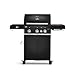 BURNHARD® Gasgrill 3-Brenner inkl. BACKBURNER, 900°C Infrarot-Keramikbrenner, Seitenkochfeld, Gusseisen-Grillrost, Grillabdeckung, Grillwagen, klappbare Seitentische, Schwarz – FRED Deluxe