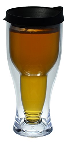 Beer Tumbler w/Black Lid - Double Wall Insulated Acrylic - 12-14oz Gift Brew Lager 2Go - //coolthings.us