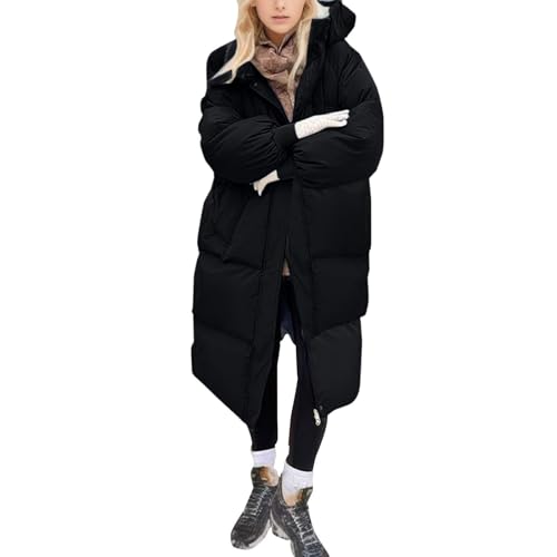 Winterjacke Damen Steppjacke Langarm Wintermantel Damen Elegant Parka Winter Warm Daunenjacke Übergangsmantel Lose Casual Freizeitjacke Down Coat Softshelljacke Wanderjacke Taschen Black 3XL
