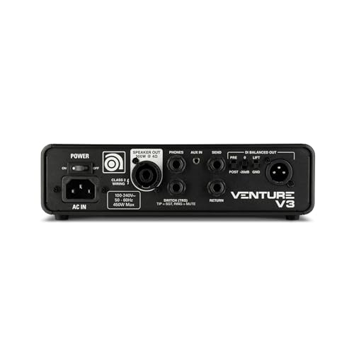 Ampeg Venture V3 Bass Guitar Head, 300 Watts, Legacy Preamp and 3-Band EQ with sweepable mids, Ultra Hi/3-way Ultra Lo switches, and a footswitchable SGT Overdrive Circuit with SVT and B15 voicings by Ampeg - Image 3