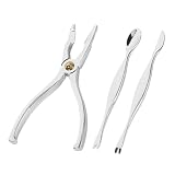 Healeved Herramientas para Mariscos Agarre Suave y Antideslizante Juego de 3 Pinzas y Cuchara de Aleación de Zinc para Abrir Cangrejos y Buey de Mar