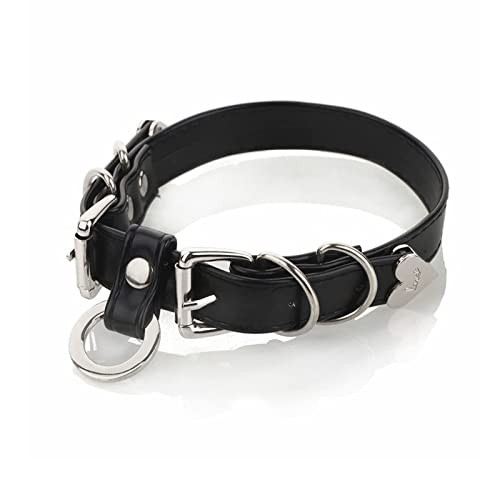 Handmade Punk Gold O-Ring Leather Choker Necklaces With Buckle Fastening Adjustable Collar For Womens