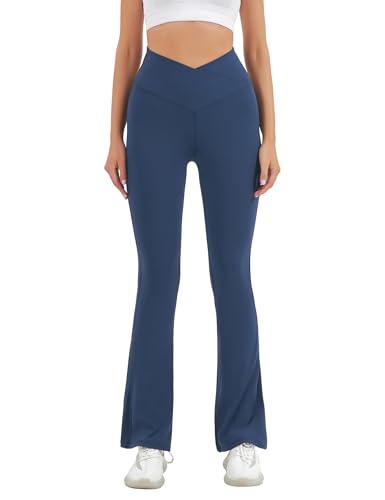 Image of HEGALY Women's Flare Yoga Pants - Crossover Flare Leggings Buttery Soft High Waisted Workout Casual Bootcut Pants