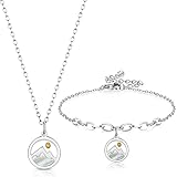 Yinkin 2 Pcs Mustard Seed Necklace Bracelet Jewelry for Women Christian Gifts Pendant Necklaces Stainless Steel Jewelry with Box(Steel Color)