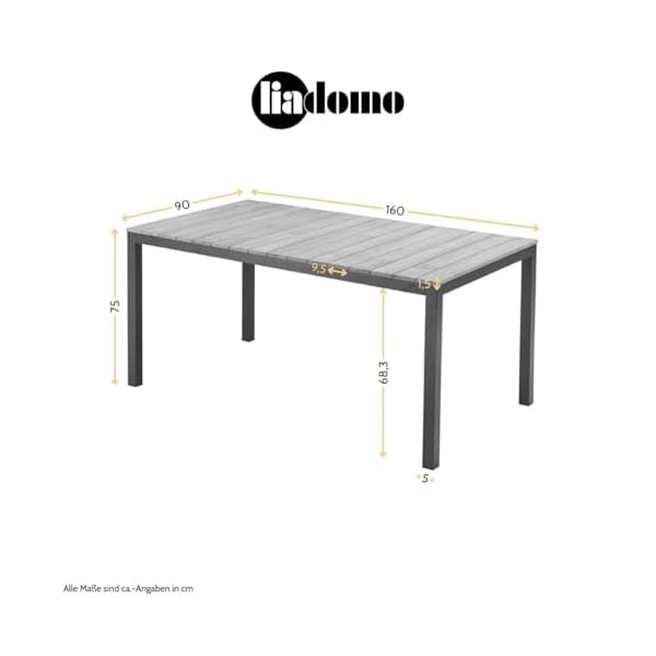 Gartentisch Scalea Teakholz & Aluminium Anthrazit