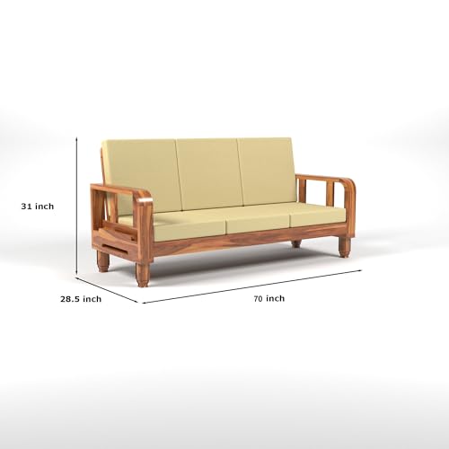 Image of Solid Sheesham Wood 3 Seater Sofa Set - Elegant and Stylish 3 Person Seating Wooden Sofa for Your Living Room (Design 27)