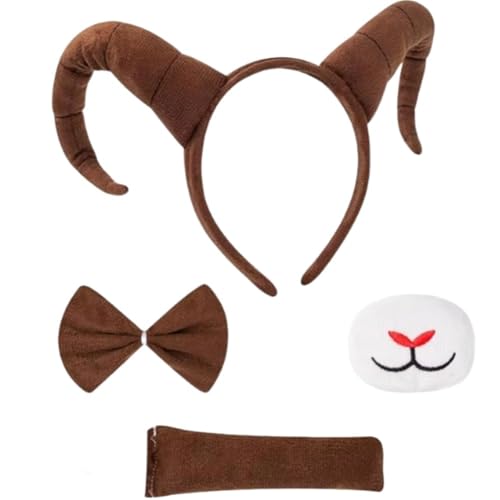 Lpitoy Ensemble De Costumes D'antilope Comprenant des Oreilles D'antilope, Un Bandeau, Un Nez, Un Nœud Papillon Une Queue pour Les Fournitures De Déguisement D'antilope pour Animaux