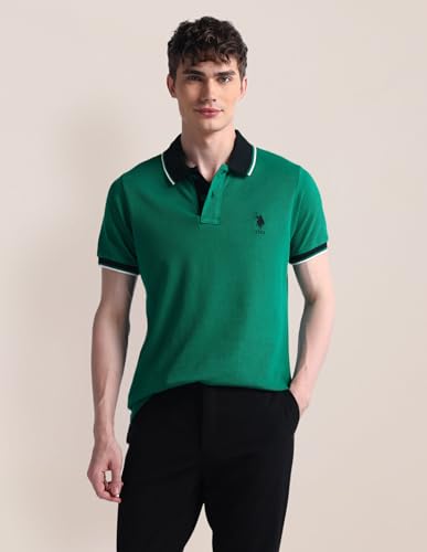 Image of U.S. Polo ASSN. Solid Slim Fit Polo T Shirts for Men - 100% Cotton, Half Sleeve Mens Tshirt