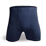 SHEEP RUN Men's Merino Wool Boxer Briefs Hiking Running Workout Wicking Breathable Underwear (Denim, Large)