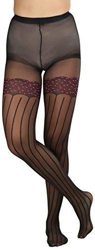 Image of ToBeInStyle Women's Faux Print Suspender Garter Sheers Pantyhose