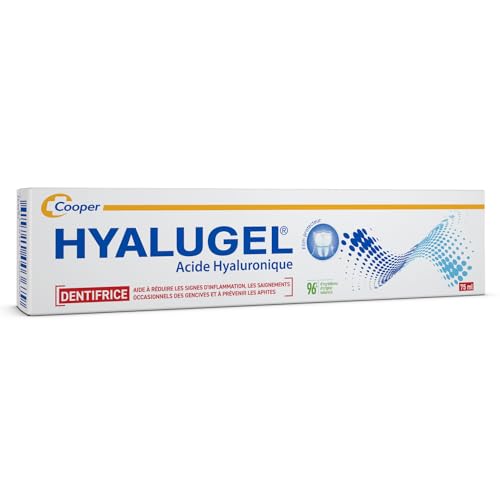 HYALUGEL - Dentifrice à l'acide hyaluronique - Inflammation des gencives, aphtes, irritations buccales, maladies parodontales - Goût menthe-citron - Tube 75...