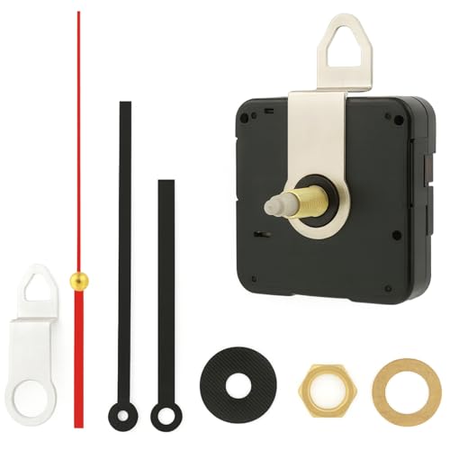Mecanismo reloj de pared, movimiento cuarzo silencioso con eje 22mm para esfera hasta 10mm, kit mecanismo reloj pared con agujas grandes para reparación o creación DIY