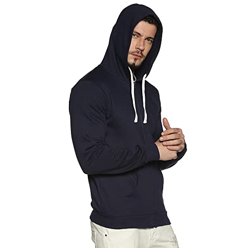Image of CAHOOT Men's Zip-Front Hoodie with Contrast Drawstring for Casual Wear | Long Sleeve | Hooded Neck | Zipper Closure | Cotton Sweatshirt Crafted with Comfort Fit for Everyday Wear