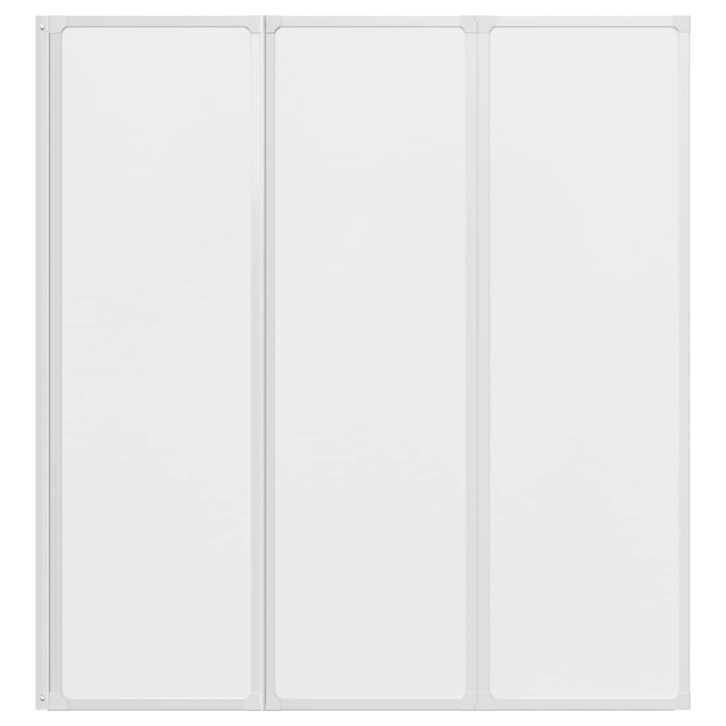 Mampara de ducha plegable de aluminio, 141 x 132 cm, 3 paneles, color blanco, con tira de goma para repeler el agua, montaje universal a la izquierda o a la derecha, ahorra espacio en el baño